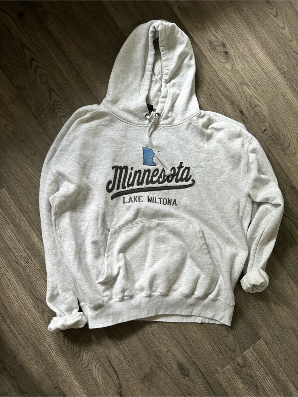 Signature Light Gray Hoodie with Blue Minnesota Logo